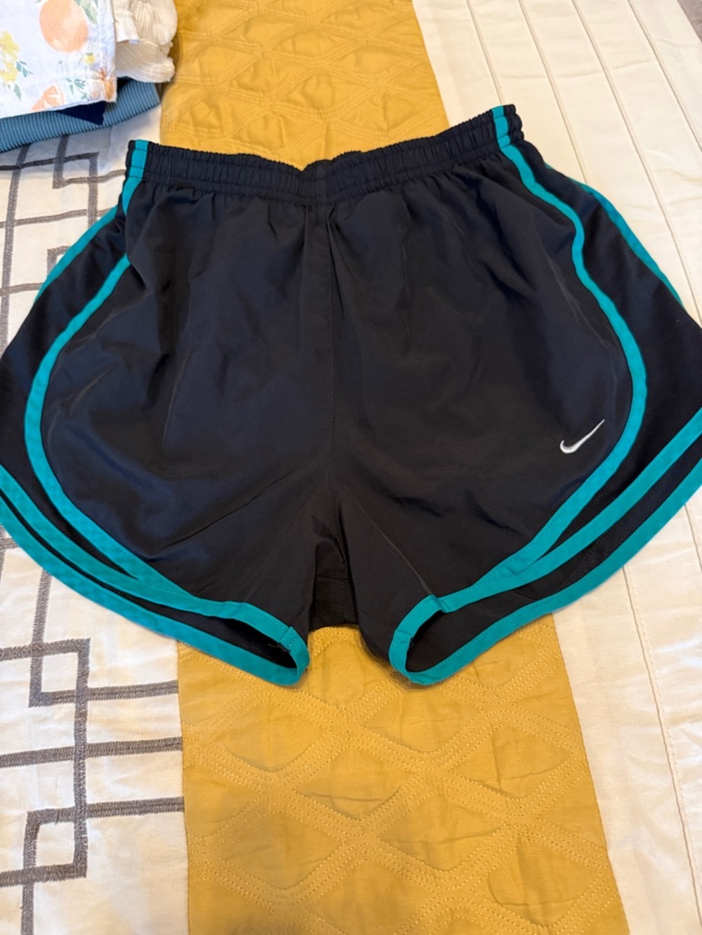 Nike Black Athletic Shorts with Teal Trim
